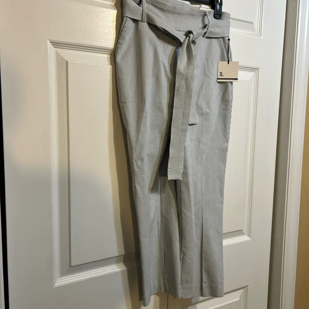 NWT Jules & Leopold Blue White Striped Belted Pull-On Capri Length Pants Size XS - Picture 2 of 10